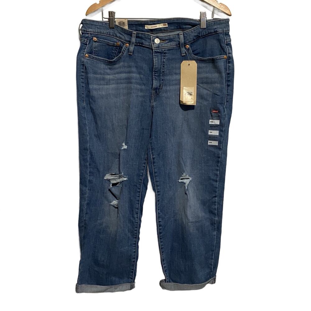 Levis Women’s Boyfriend Mid Rise Relaxed Through Pants Size 18W NWT Tapered Leg